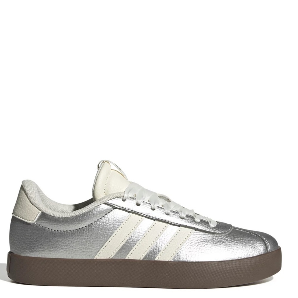 Adidas VL Court 3.0 Women's Shoes - Metallic Silver and White NEW in Box Size 8 - Picture 3 of 14